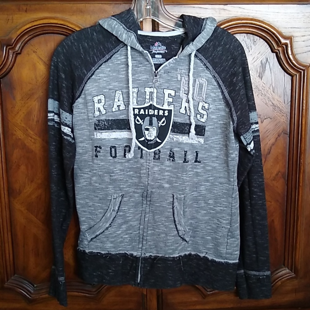 Majestic Fan Fashion Raiders Hoodie Black & Gray F
